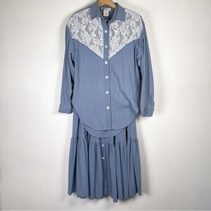 Joyce size 8 & 10 chambray western skirt and button up two piece set